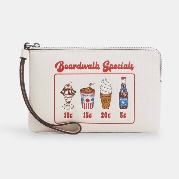 NWT Coach Small Corner Zip Wristlet Boardwalk Ice Cream Chalk White CU196 NEW - Picture 1 of 4